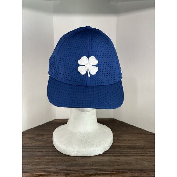 BLUE "Live Lucky" Black Clover Fitted Baseball Hat Cap, Stretch L/XL Mesh - Picture 1 of 6